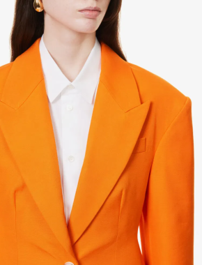 Stella McCartney Peak-Lapel Padded-Shoulder Woven Blazer 5