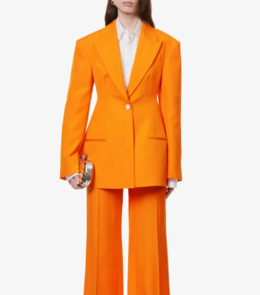 Stella McCartney Peak-Lapel Padded-Shoulder Woven Blazer 2