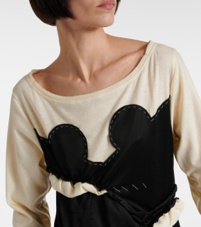 Maison Margiela Spliced Gathered Jersey Midi Dress 7