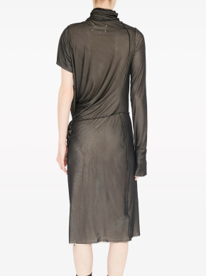 Maison Margiela Asymmetric Ruched Midi Dress 3