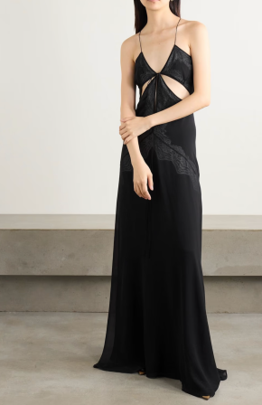 Christoper Esber Cutout Lace-Trimmed Silk-Georgette Gown 4