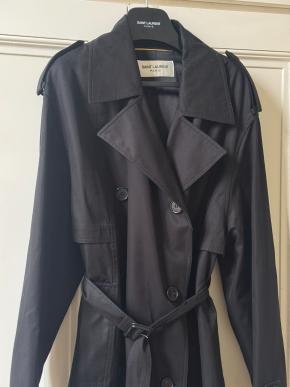 Saint Laurent Black Cotton Trench Coat 5