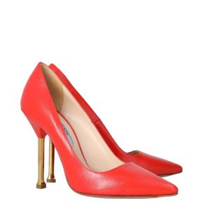 Prada Neon Pink Saffiano Leather Pointed-Toe Pumps 3