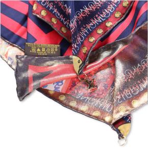 Louis Vuitton Red Printed Tresor Silk Square Scarf 8