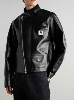 Sacai X Carhartt Wip Cotton Corduroy-Trimmed Leather Jacket 2