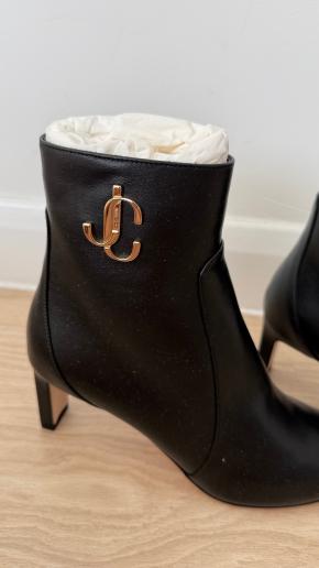 Jimmy Choo Black Leather Minori 65  JC Ankle Boots 22