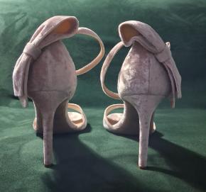 Valentino Blush Velvet Heeled Sandals 4