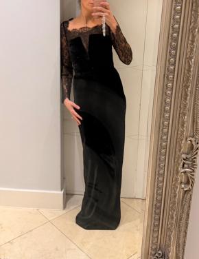 Roland Mouret Black Velvet Lace Detail Gown 2026 2