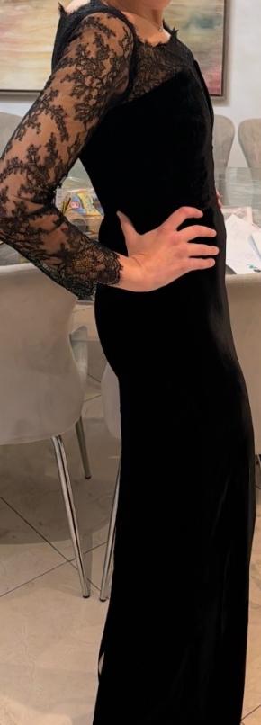 Roland Mouret Black Velvet Lace Detail Gown 2026 4