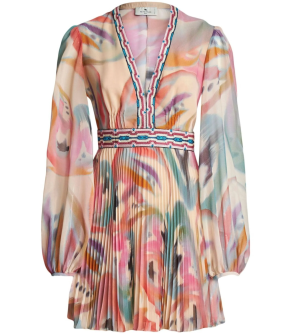 Etro Paisley-Print V-Neck Minidress 4