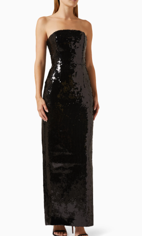 16Arlington Samare Feather-trim Strapless Maxi Dress in Sequins 2