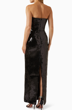 16Arlington Samare Feather-trim Strapless Maxi Dress in Sequins 3