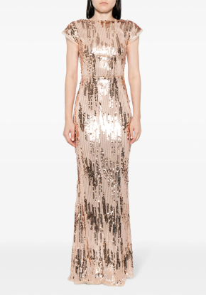 Talbot Runhof Sequined Cap-Sleeve Gown 4