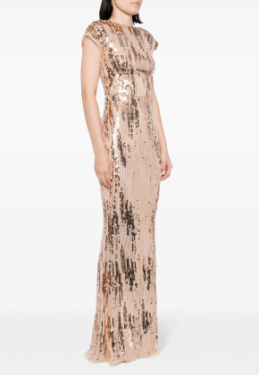 Talbot Runhof Sequined Cap-Sleeve Gown 2