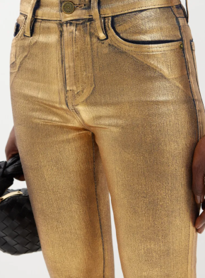 Frame Le Crop Mini Cropped Metallic Coated High-Rise Bootcut Jeans 5