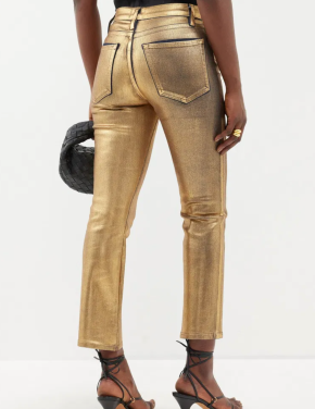 Frame Le Crop Mini Cropped Metallic Coated High-Rise Bootcut Jeans 3