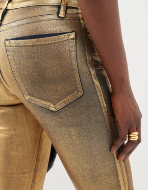 Frame Le Crop Mini Cropped Metallic Coated High-Rise Bootcut Jeans 4