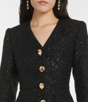 Self Portrait Faux-pearl Button Midi Dress in Boucle 5