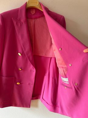 MaxMara Pink Double Breasted Mohair Blend Wool Blazer 9