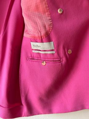 MaxMara Pink Double Breasted Mohair Blend Wool Blazer 5