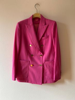 MaxMara Pink Double Breasted Mohair Blend Wool Blazer 2
