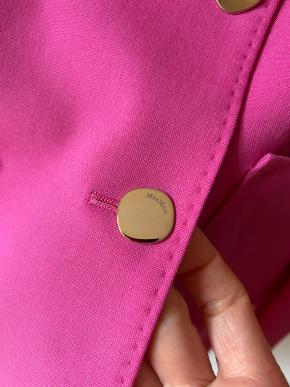 MaxMara Pink Double Breasted Mohair Blend Wool Blazer 4