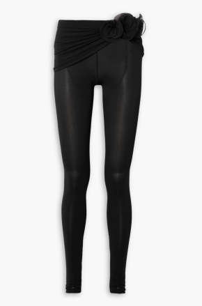 Magda Butrym Floral-Appliquéd Silk Georgette-Trimmed Jersey Trousers 2