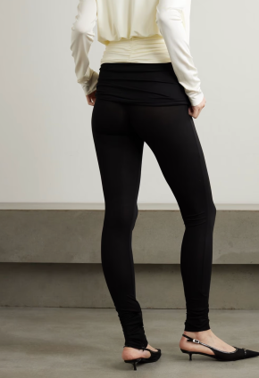 Magda Butrym Floral-Appliquéd Silk Georgette-Trimmed Jersey Trousers 3