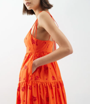 Erdem Floral-Embroidered Tiered Cotton-Poplin Midi Dress 3