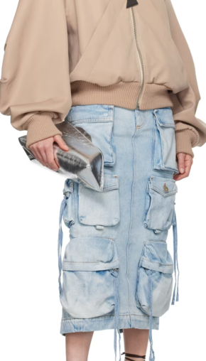 The Attico Blue Pocket Denim Midi Skirt 2