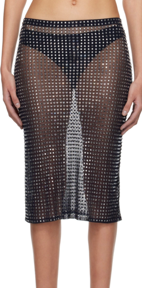 Christopher Esber Navy Cristalla Midi Skirt 4