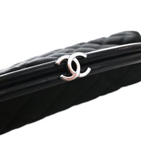 Chanel Black CC Quilted Satin Clutch 10