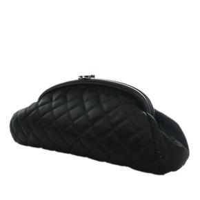 Chanel Black CC Quilted Satin Clutch 3