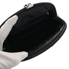 Chanel Black CC Quilted Satin Clutch 9