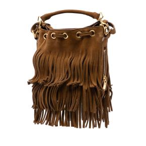 Saint Laurent Tan Small Suede Emmanuelle Fringe Bucket Bag 2