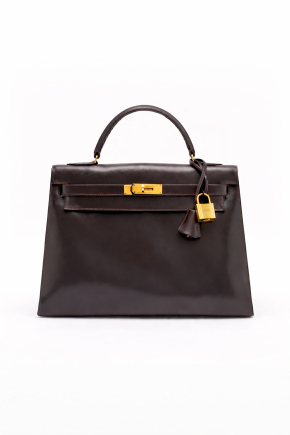 Hermes Chocolat Kelly 32 Sellier Dark Brown Box 2