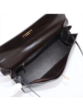Hermes Chocolat Kelly 32 Sellier Dark Brown Box 8
