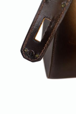 Hermes Chocolat Kelly 32 Sellier Dark Brown Box 13