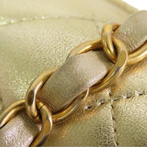 Chanel Gold Mini Rectangular Classic Metallic Lambskin Single Flap 10