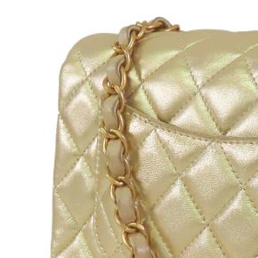 Chanel Gold Mini Rectangular Classic Metallic Lambskin Single Flap 16