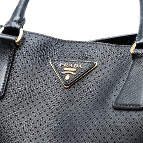 Prada Black Large Perforated Saffiano Lux Galleria Zip Tote 5