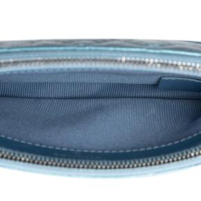 Chanel Blue Iridescent Aged Calfskin Gabrielle Double Zip Clutch with Chain 4