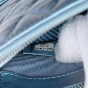 Chanel Blue Iridescent Aged Calfskin Gabrielle Double Zip Clutch with Chain 5