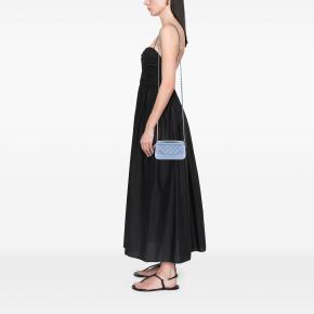 Chanel Blue Iridescent Aged Calfskin Gabrielle Double Zip Clutch with Chain 7