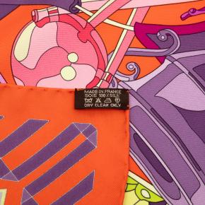 Hermes Orange Les Trophee Silk Scarf 90 2