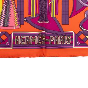 Hermes Orange Les Trophee Silk Scarf 90 3