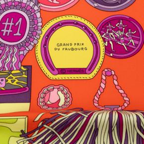 Hermes Orange Les Trophee Silk Scarf 90 5