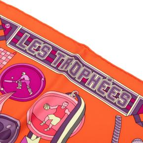 Hermes Orange Les Trophee Silk Scarf 90 8