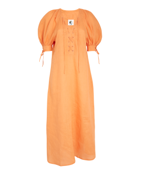 Sleeper Garden Linen Puff-Sleeve Dress 2