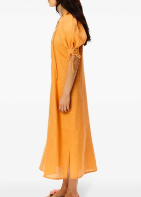 Sleeper Garden Linen Puff-Sleeve Dress 3